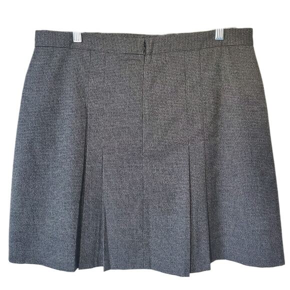 Houndstooth Tweed Pleat Mini Skirt 14 Academia Old Money Preppy Fall Classic NEW - Picture 5 of 13